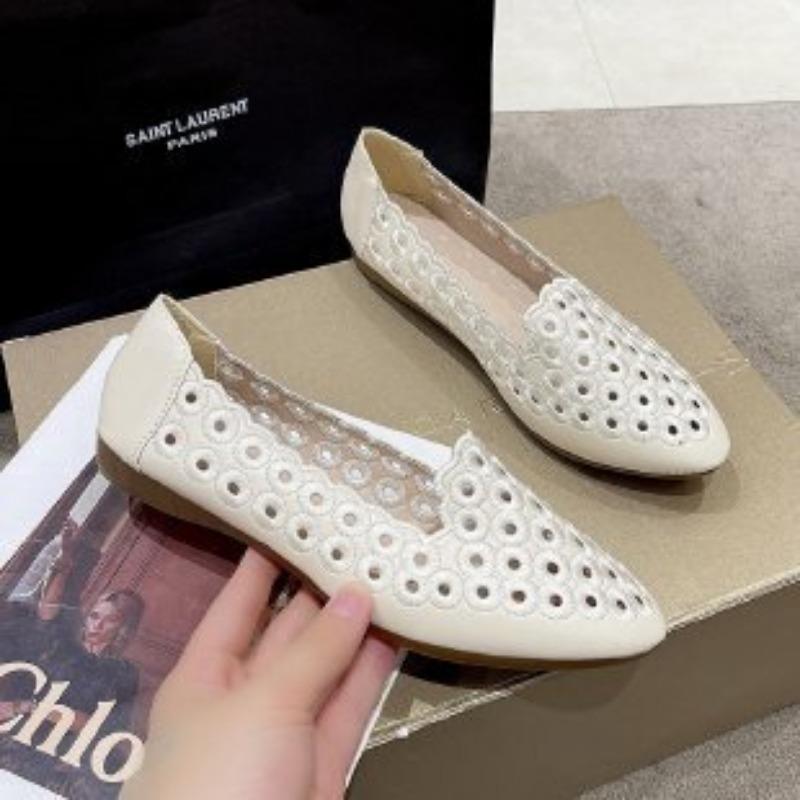 Retro Hollow Pointed Head Low Heel Fashion Casual One Foot Stirrups