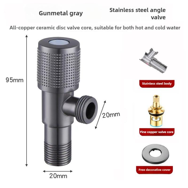 Triangle valve all copper thickened 304 stainless steel household water heater toilet hot and cold water brass angle valve