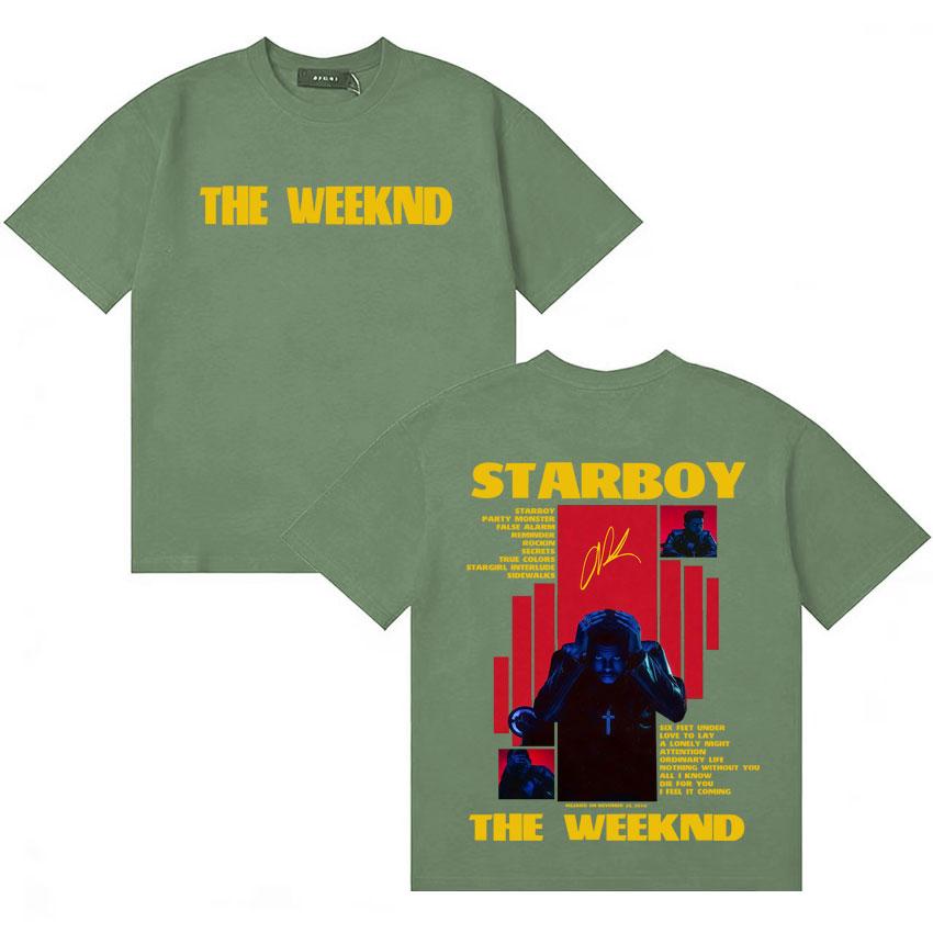

Rapper THE WEEKND STARBOY TOUR Merch T Shirts Unisexs Women Street Gothic Retro Loose Cotton Short Sleeve Tshirt Y2k Teenagers Tops 4XL