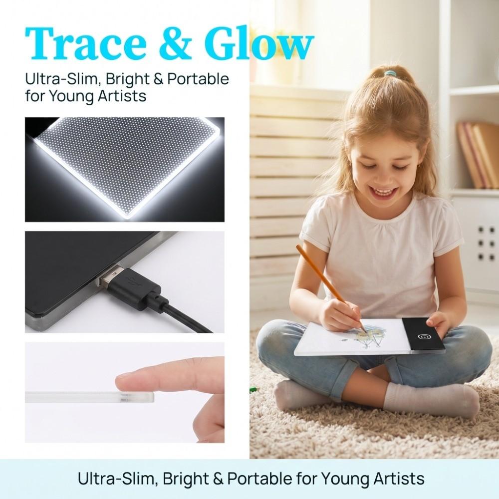 3.3 x 5.1in LED Light Board Ultra Thin USB Powered Drawing Tablet Adjustable Brightness Flip Book Kit Calligraphy Practice