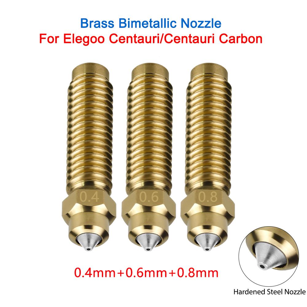 Bimetallic Nozzle For Elegoo Centauri Carbon 3D Printer 0.2/0.4/0.6/0.8mm Brass Chromium Zirconium Copper Hardened Steel Nozzles