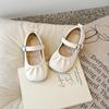 Girls Leather Shoes for Party Wedding Children Shallow Pleated Shoes Kids Flats Moccasins Shoes Anti-Slippery 2024 Autumn Spring