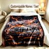 Fire Truck Theme Custom Blanket Personalized Name & Text Customized Soft Warm Throw Blanket Home Decor