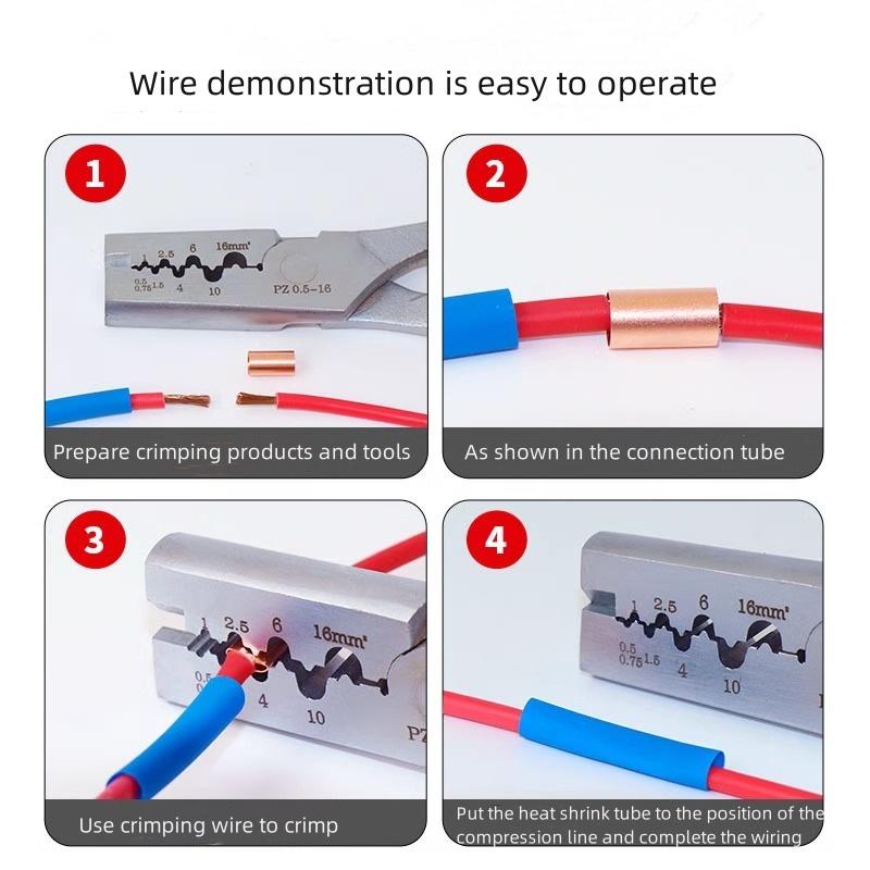 300Pcs 520PCS GT Copper connectingPipe Wire Joint Small Copper TubeTerminal Cable Lug Connection TubeWire Connector