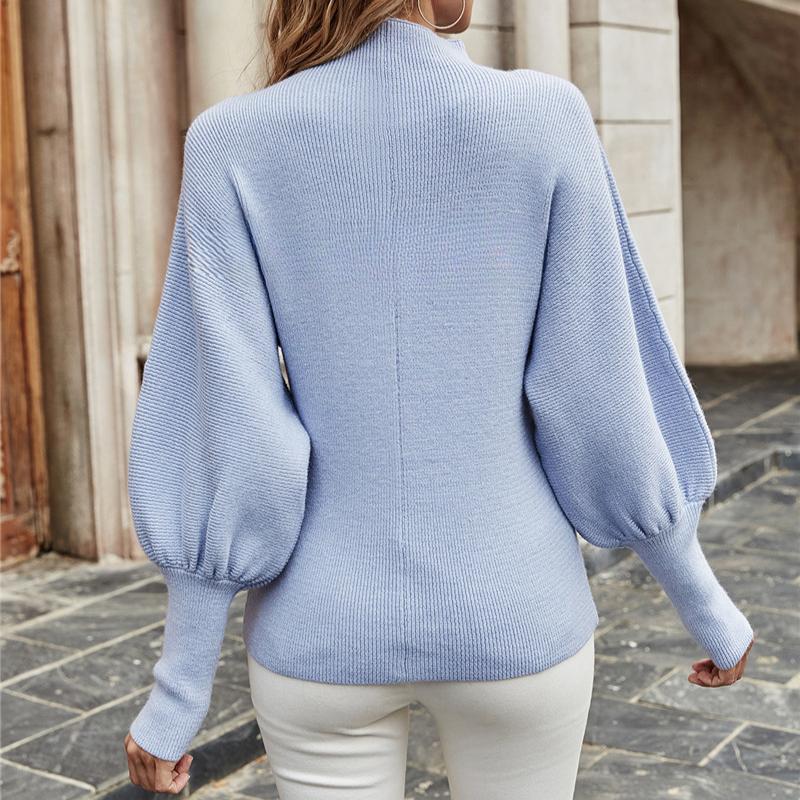 IHUASU Women's Autumn and Winter Solid Colour Knit Sweater Temperament Commuter O Collar Loose Big Size Pullover Jumper