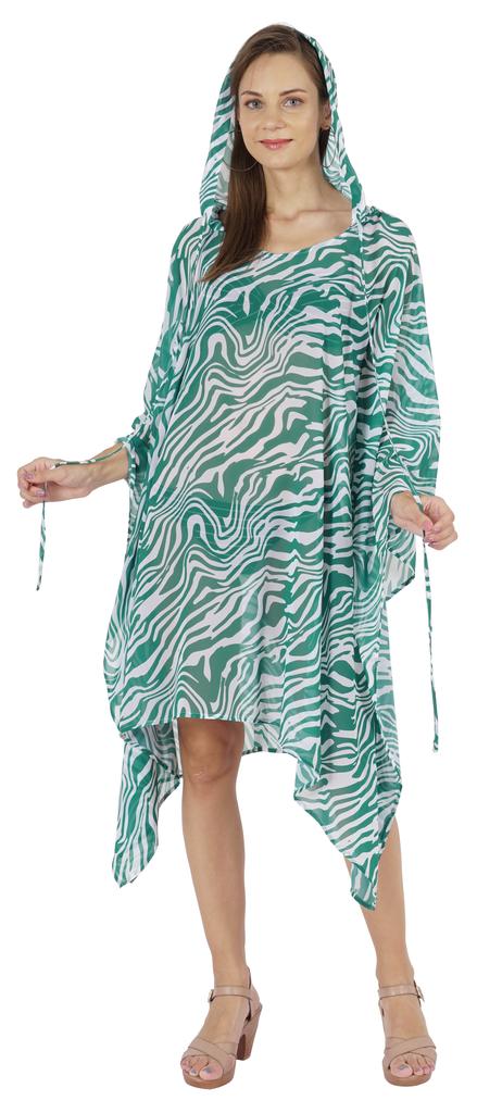 Moomaya Women  s Short Hoodie Kaftan Loose Tunic Kimono Sleeve Mini Beach Cover Up