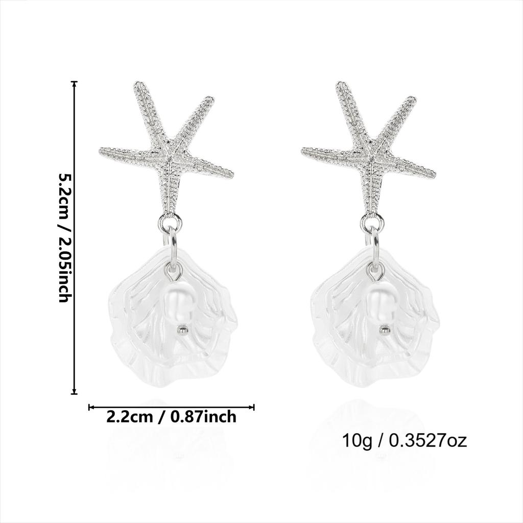 Women's Earrings Beach Resort Style Starfish Pearl Shell Pendant Earrings Creative Exquisite Shell Earrings
