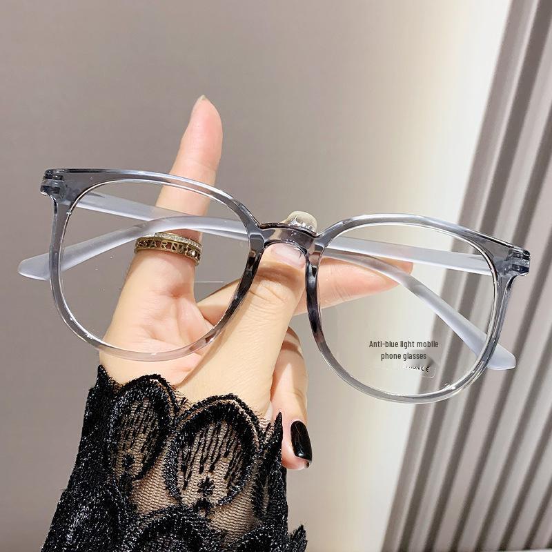Korean Ultralight Anti-Blue Light Women's Glasses, Slimming Large Cold Tea Frame with Prescription.