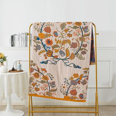 90 x 180 cm, saugfähig, schnelltrocknend, großes Badetuch mit Blumenmuster, 4-lagiges Mulltuch, Baumwolldecke, Boho-Jacquard, Klimaanlage, dünne Bettdecke, 1 Stück