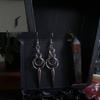 Stainless Steel Gothic Chain Tail Double Ring Stud Earrings
