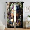 Set Of 2 Versatile Polyester Transparent Curtains Home Decoration Grapes Red Wine Theme Use Bedrooms Living Rooms Curtain For Area Made