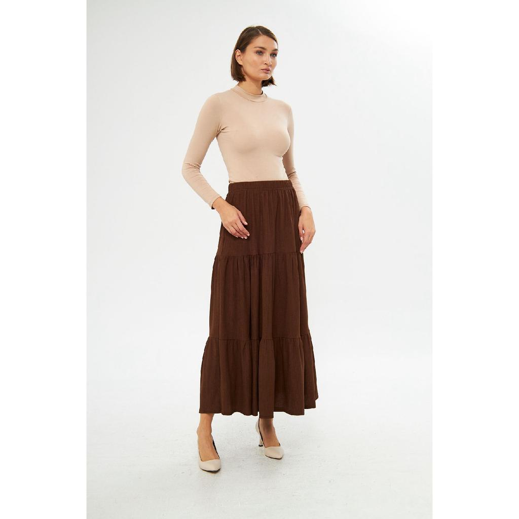 Layered Wrinkled Fabric Skirt, 3 Layer Skirt, Hijab Skirt, Long Skirt, Mother Gift, Lover Gift