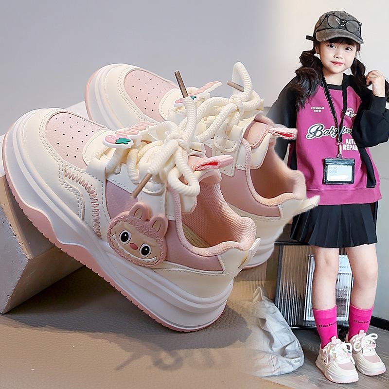 

Girls Autumn Breathable Flat Sneakers Casual School Shoes Versatile Outdoor Student Trainers Simple size 26 розовый