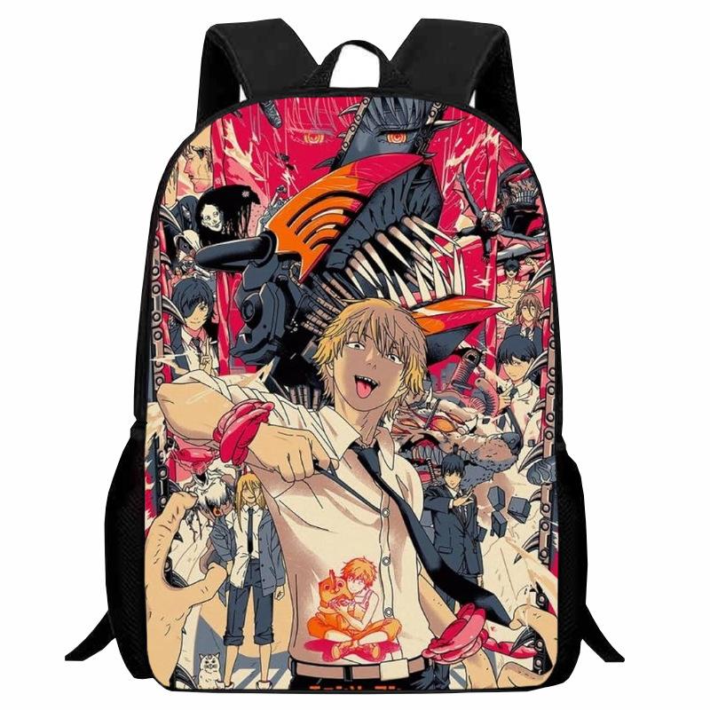 Printed Two-Dimensional Chainsaw Man Schoolbag, Primary School Student Cartoon Chaaw Man Backpack