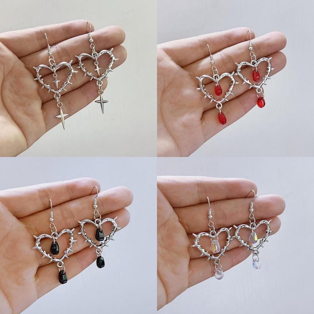 European & American Punk Gothic Heart Thorn Earrings for Women
