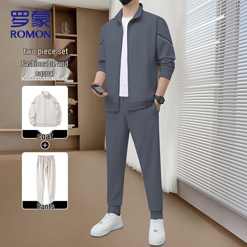 

Romon Men s Casual Sport Jacket & Pants Set 3XL