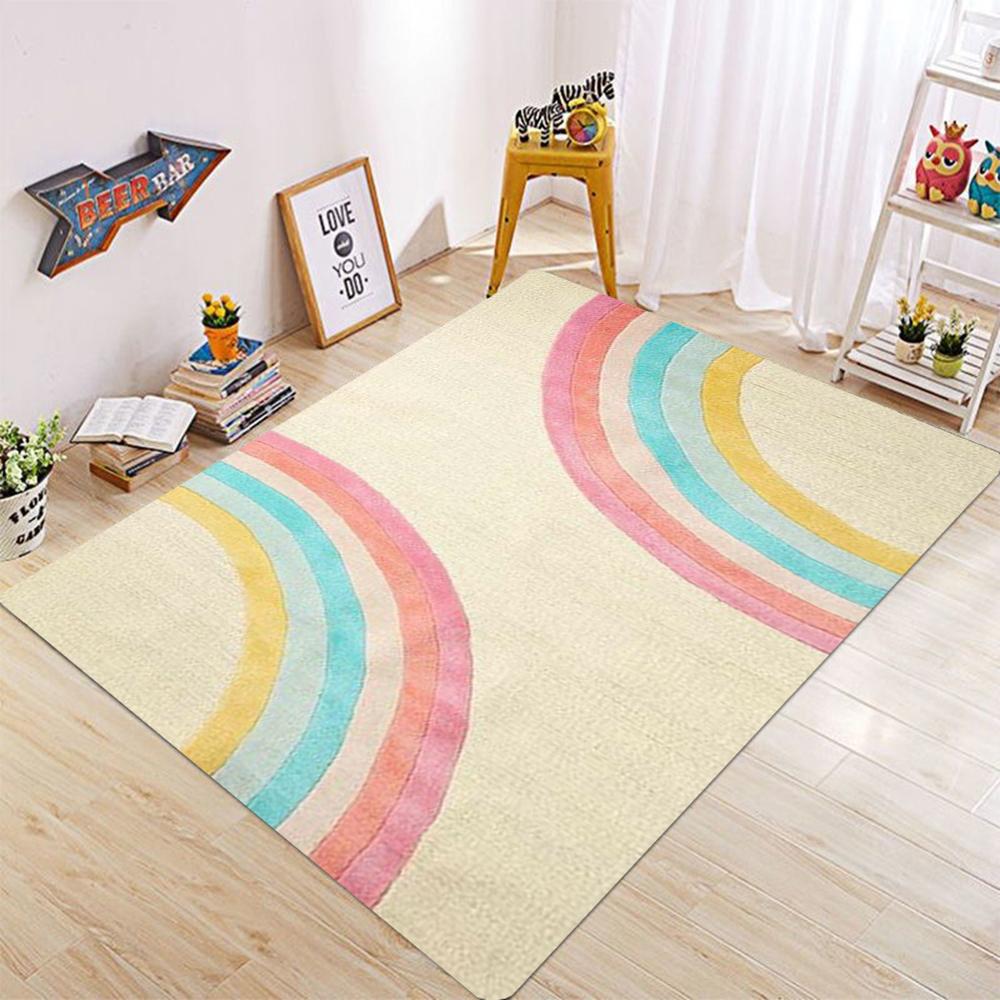 Tappeto Quadrato per Cameretta Bambini con Fantasia Arcobaleno Tappeto da Area Carino Decorazione per la Casa Tappetino Antiscivolo per Porta Pavimento Comodino Lavabile M