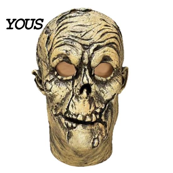 Maschera Spaventosa Cosplay Teschio Marcio Dettagliata per Halloween, Cappuccio in Lattice Scheletro Realistico, Maschera Morbida per Feste Horror Comoda per Escape Room & Costumi