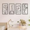 Art Deco Abstract Woman Line Metal Wall Art Set of 4 Modern Matte Black Minimalist Home Decor