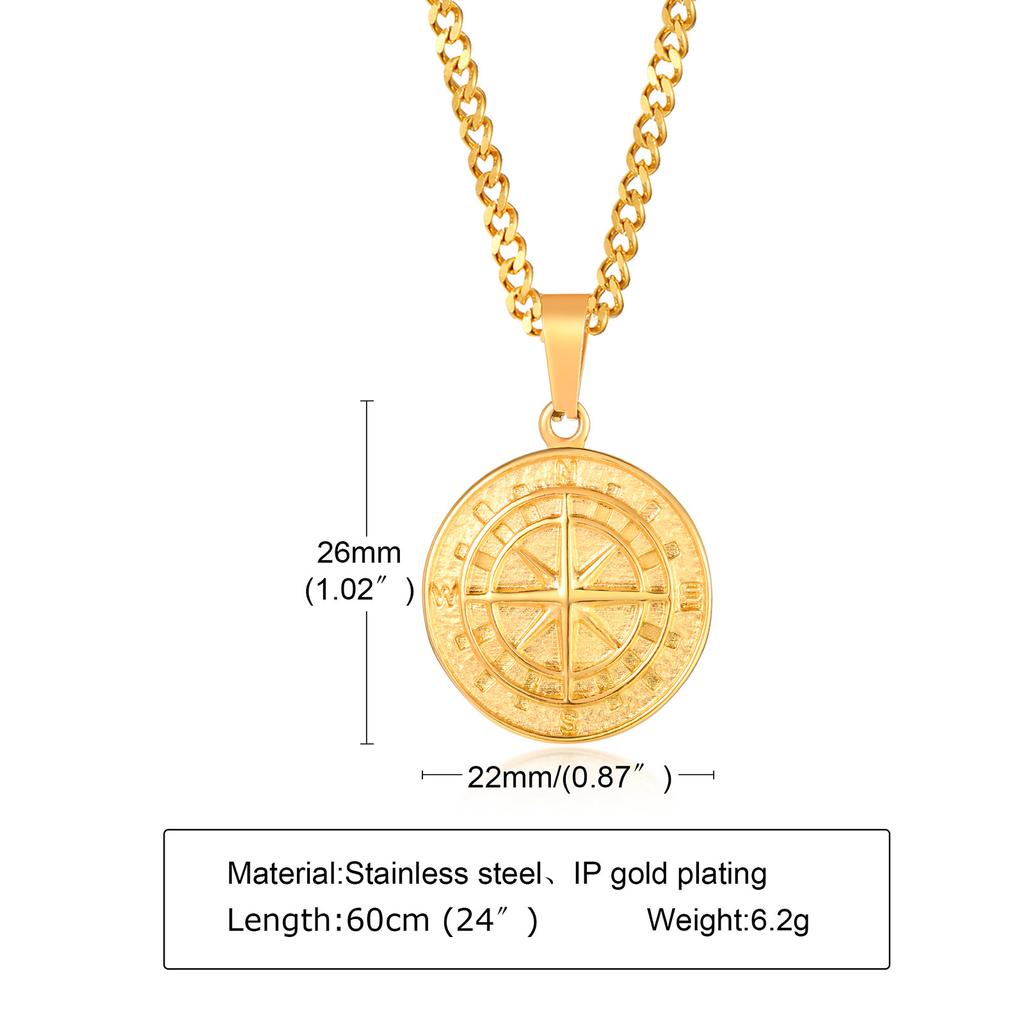 Men's Stylish Gold Color Necklace, Stainless Steel Geometric Cross Pendant Necklace, Vintage Fashion Jewelry Gift To Father