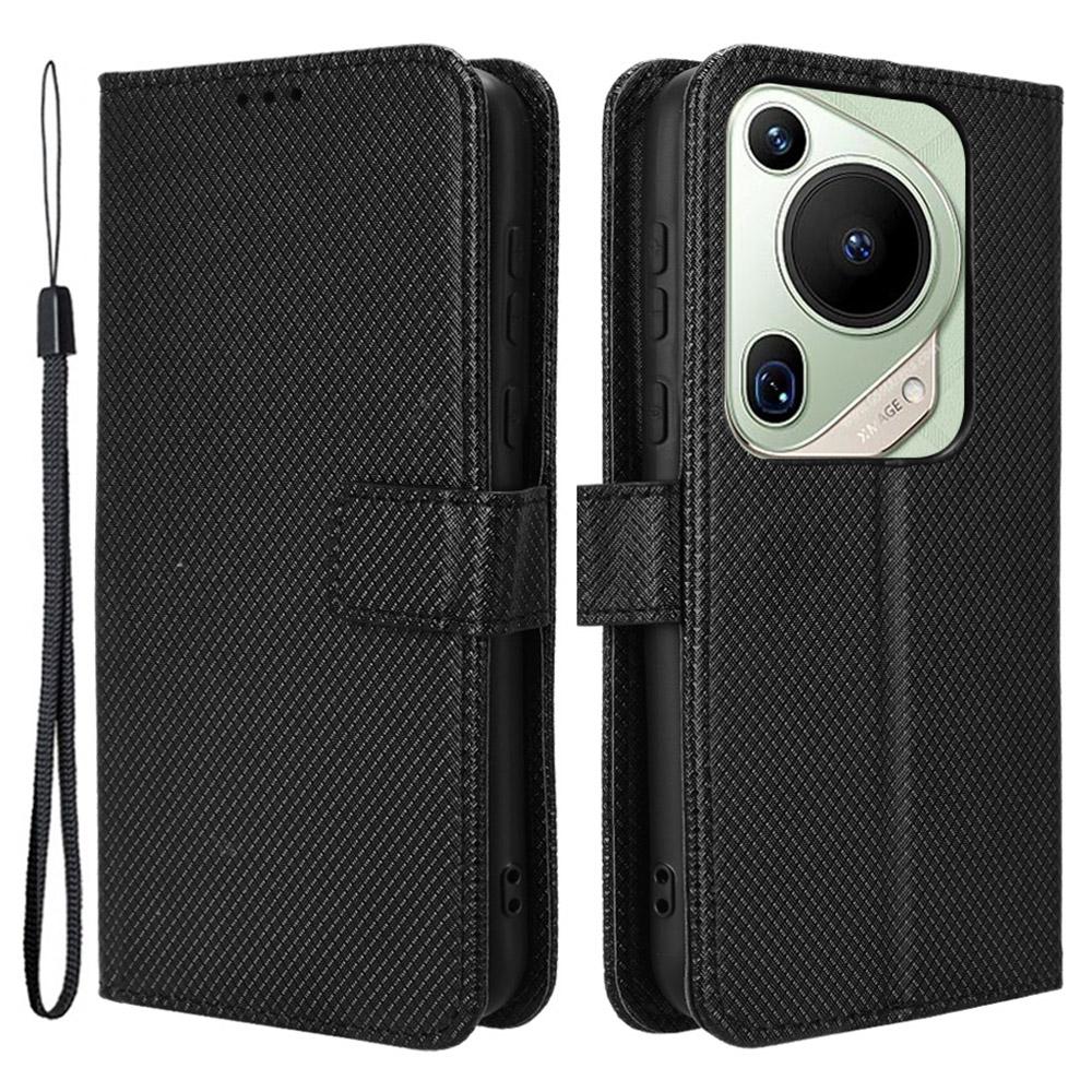 

For Huawei Pura 70 Pro/70 Pro+/70 Ultra Case Diamond Texture Phone Leather Cover Black