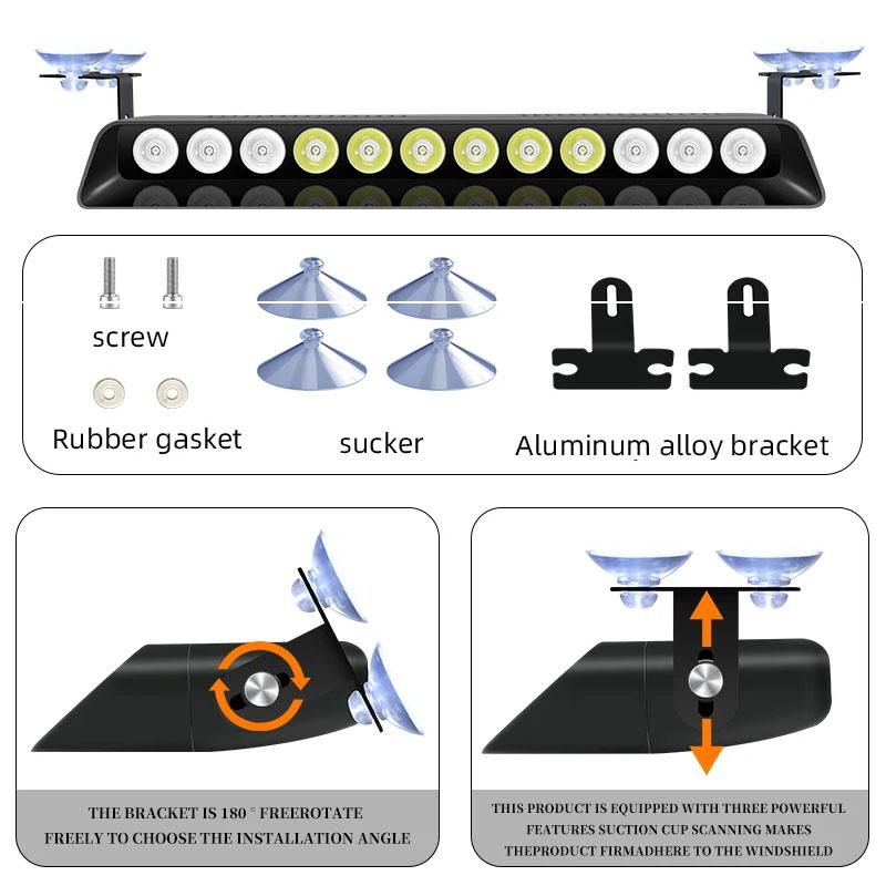 12LED Emergency LED Strobe Light Police for Car Truck Red Blue Amber White LED Flasher Beacon Warning Lamp Car Light Assembly