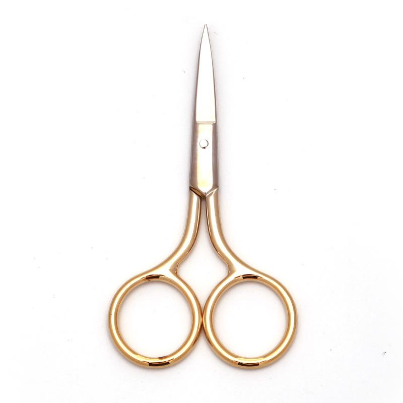 Stainless Steel Multi-Purpose Scissors: Pointed Tip for Embroidery, Eyebrow, and Precision Trimming; Rounded Tip for Nose Hair and Makeup.