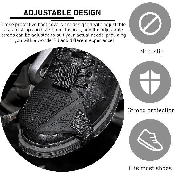 2PCS Motorcycle Shift Pad, Anti-Slip Rubber Protective Motorcycle Boot Cover, Adjustable Motorbike Shoe Boot Protector (2 PCS)