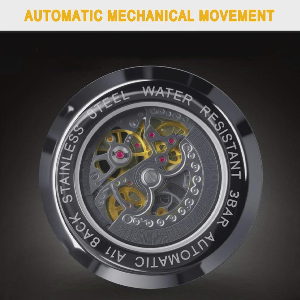 Hollowed Out Men's Fully Automatic Mechanical Watch Stainless Steel Men's Luminous Waterproof Luxury Fashion Skeleton Watches