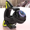 Bluetooth-compatible Headphone Colorful Luminous Cat Ear Shape Stereo Music Wireless Gaming Headset for Mobile Phone