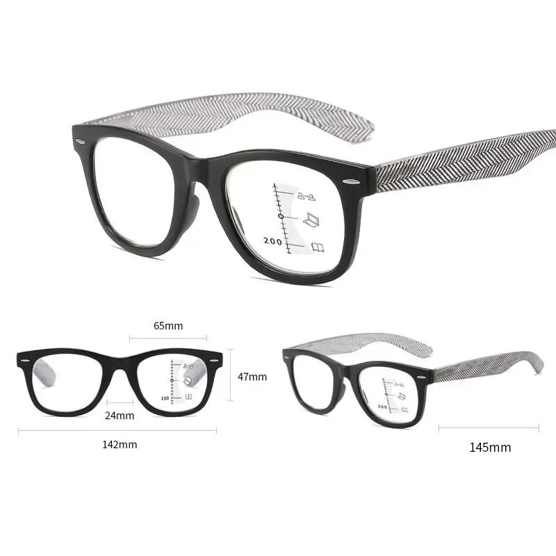 Fashion Progressive Multifocal Glasses for Men Women Unisex Blue Light Blocking Glasses Trendy Vintage Far Sight Eyeglasses