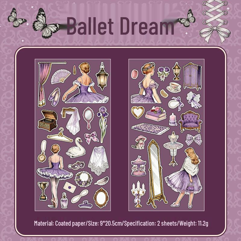 Yuxian Fairy Tale Copperplate Stickers - Mist Color, European Retro Characters, 2 Sheets