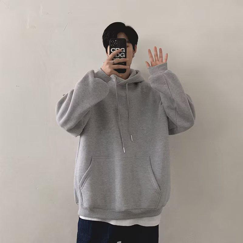 Men's Versatile Solid Color Hooded Jacket - Trendy Loose-Fit Casual Sportswear for Spring and Autumn