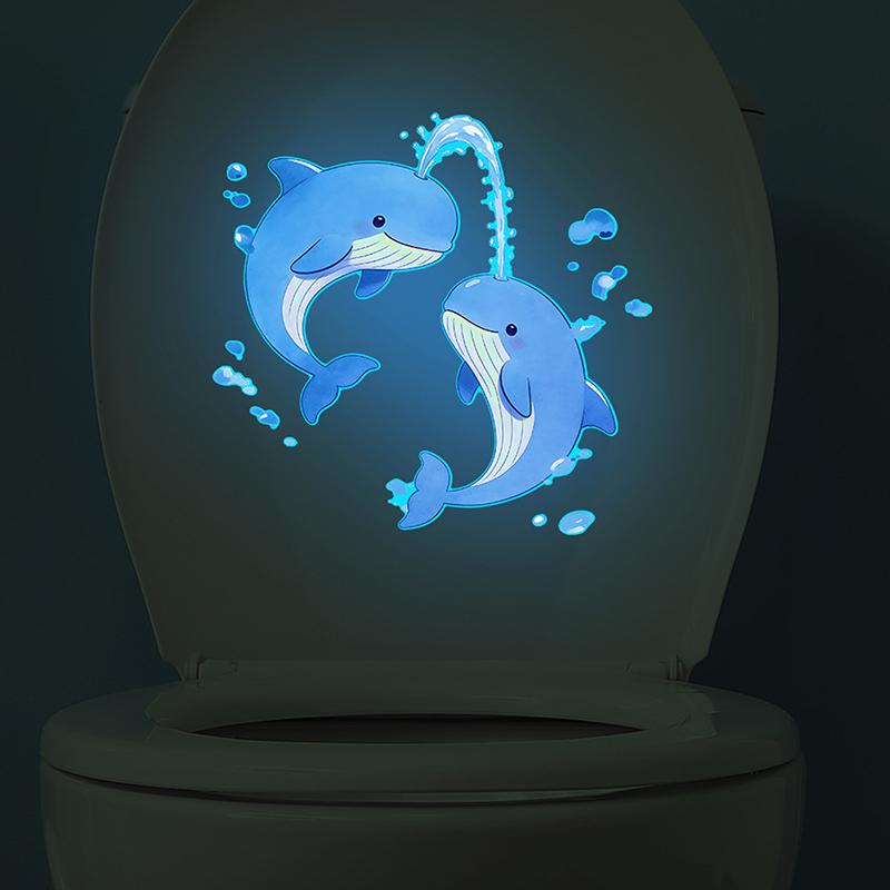 Adesivi Luminosi Blu Delfino per WC Autoadesivi Rimovibili Decalcomania Luminescente al Buio Adesivo da Parete per Bagno Adesivi per Auto