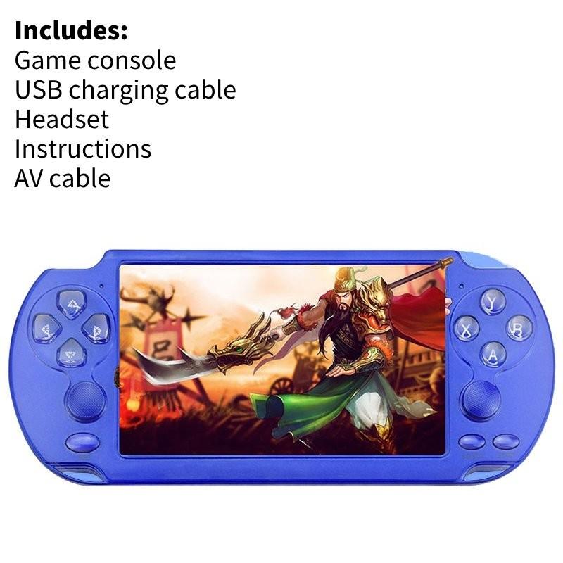 

Nostalgic 5.1 Inch Dual Joystick X9-s Handheld Game Console With 128 Bit Rpg Games синій