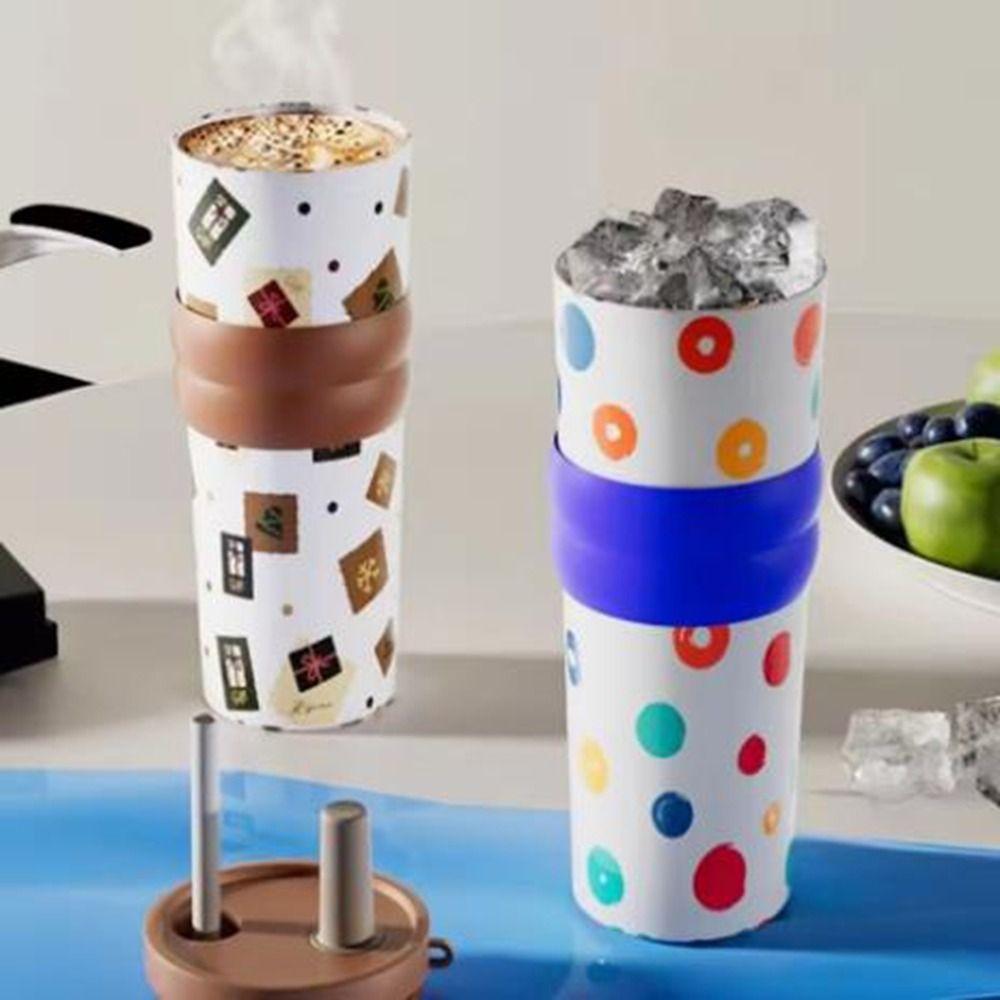 Ceramic Coated Vacuum Cup Stainless Steel Thermal Water Bottle Practical Vacuum Mug  Sports