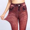 Women's Imitation Jeans Stretchable Slim Denim Pringting Leggings Hips Tights Pencil Pants High Waist Workout Gymwear