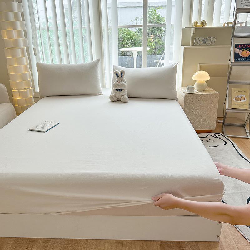 60s Class A Solid Color Washed Cotton Fitted Sheet - Mother and Baby Grade, Thickened for Summer