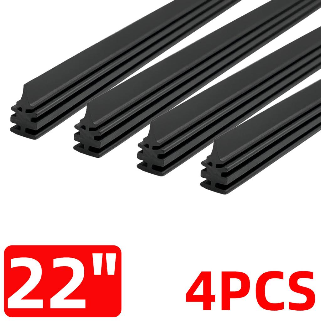 PINMOAP 4PCS Frameless Wiper Rubber Filling Strip 6mm Car Wiper Plug-In Replacement Strip 14"16"18"19"20"21"22"24"26"28"30"32"
