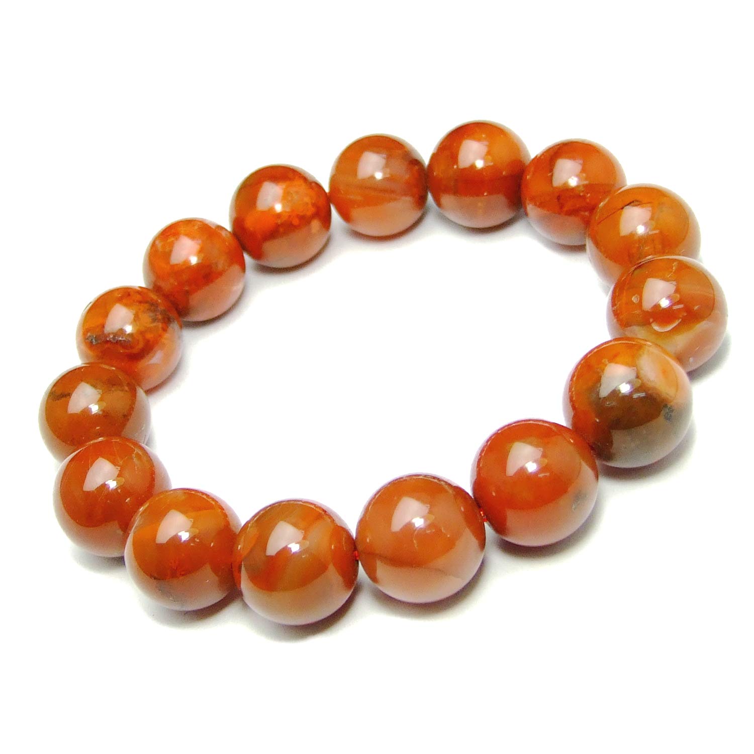 

[hinryo] 54365 15mm AAA Nan Horn Agate Bracelet, 19cm Inner Diameter, with Pouch, Brazilian Natural Stone, Power Stone