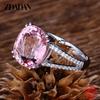 925 Sterling Silver Charm Pink Zirconia Ring for Women Fashion Wedding Engagement Jewelry Gift