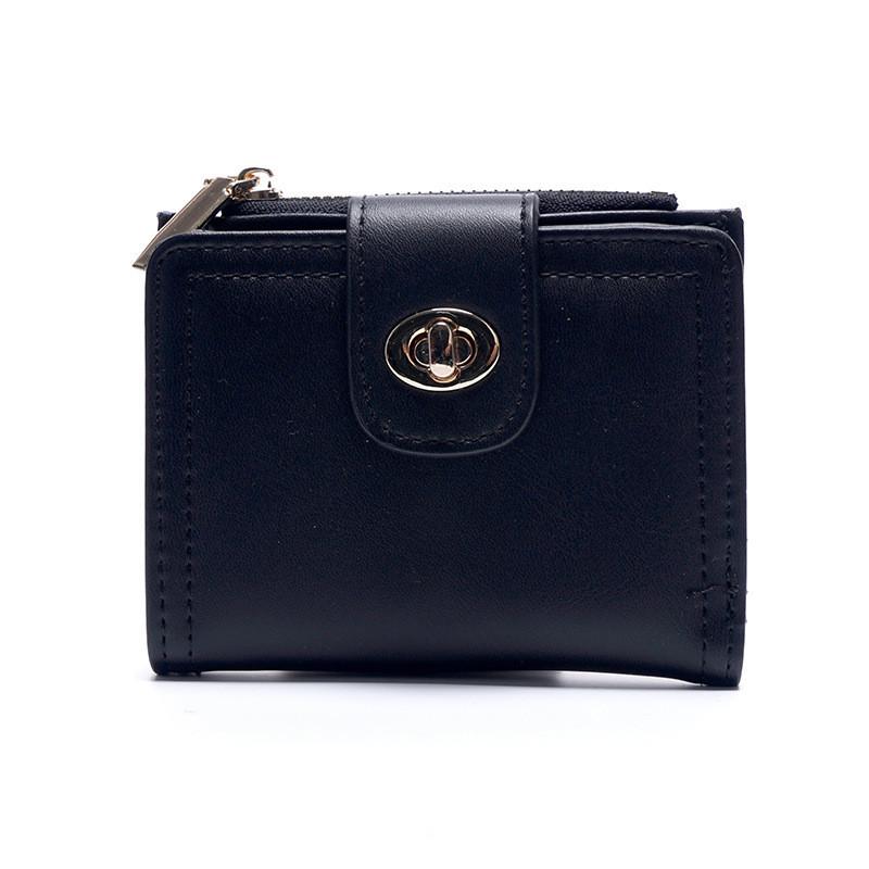 

Minimalist City Style Pu Ladies Wallet Wholesale With 2 Folds And Lock Buckle Element In White чорний