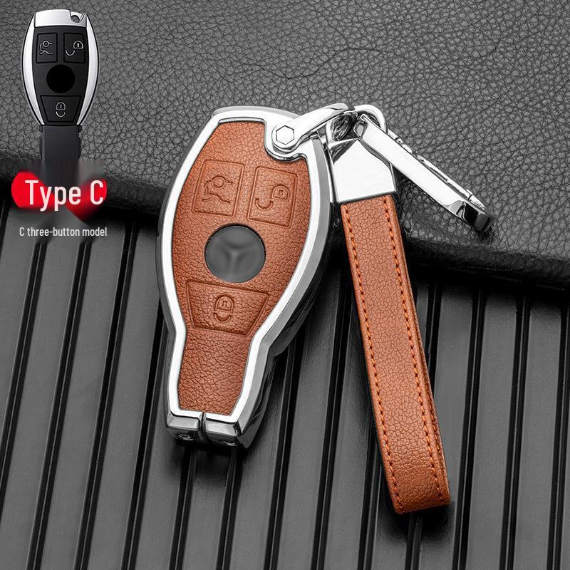Compatible with Mercedes-Benz GLA, GLC, V-Class, A-Class, and C-Class 2018-2019 Models, This Two/three-button Full-cover Metal Key Case.