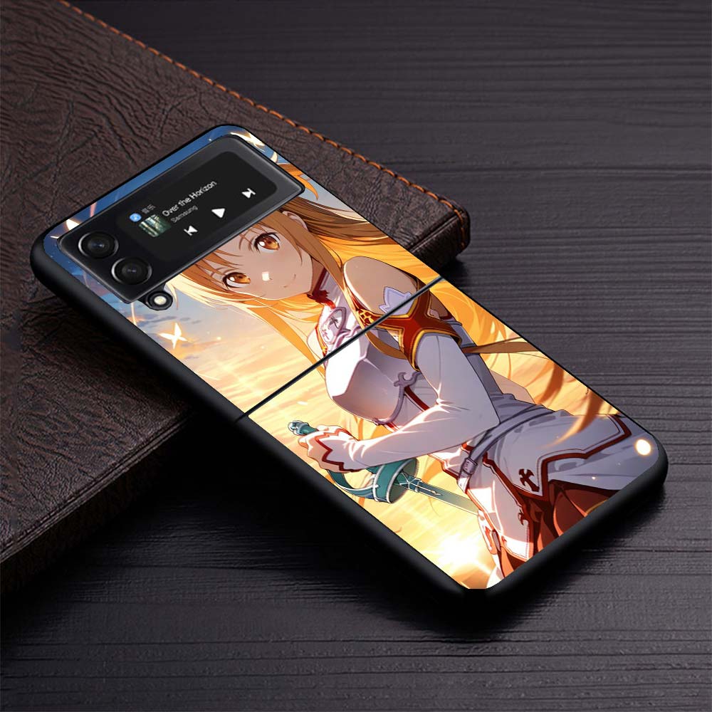 Anime Sword Art Online SAO Phone Case for Samsung Galaxy Z Flip7 Flip6 5G Flip4 Flip5 Flip3 Black Hard Cover Z Flip 7 6 5 4 3 Co