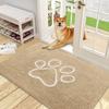 Olanly Door Mat for Muddy Dog Paws Ultra Absorbent Chenille Mud Doormat With Paw Print Design Non-Slip Quick-Dry Washable Mats