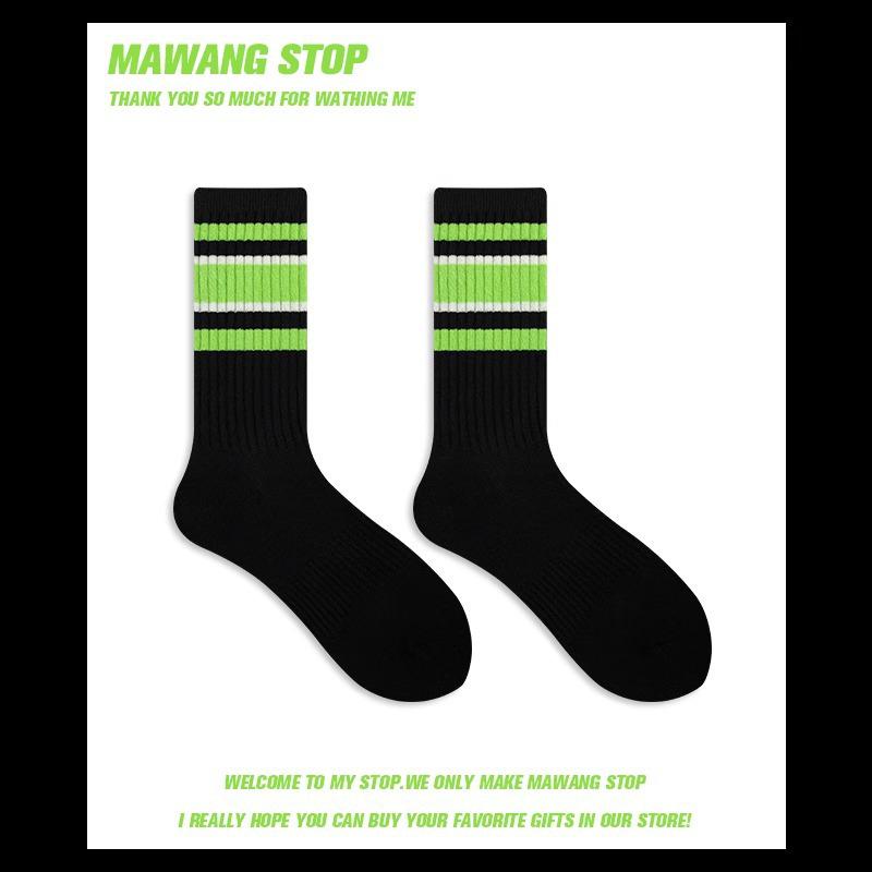 

Women s Autumn & Winter Striped Mid-Calf Sports Socks - College Style, Solid Color, Non-Pure Cotton. Perfect Pairing with Shark Pants. One Size Bare Socks