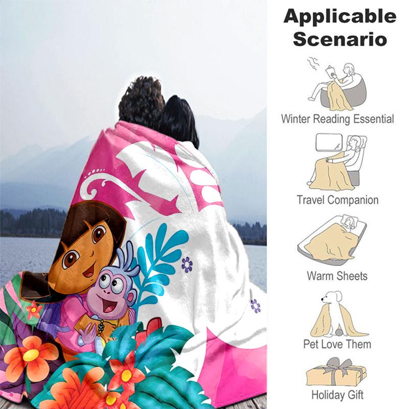 1pc Blanket D-Doras The Explorer1 Print Design, Lightweight Blanket for Sofa, Bed- Soft &Warm, Gift for All Seasons Like Christmas, Halloween