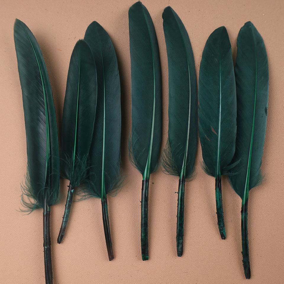

Утиные перья для одежды, аксессуары для рукоделия, белые, золотистые, черные, розовые, павлиньи, гусиные перья, плюмаж, изделие ручной работы 100pcs лес зеленый