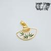 Drip Oil & Tassel Fan Pendant Necklace - Copper-Plated Gold DIY Jewelry Accessory
