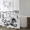 Desert Landscape Cactus Western Shower Curtain Washable Waterproof Fabric Sketch Mountain Bath Curtains Set for Bathroom with